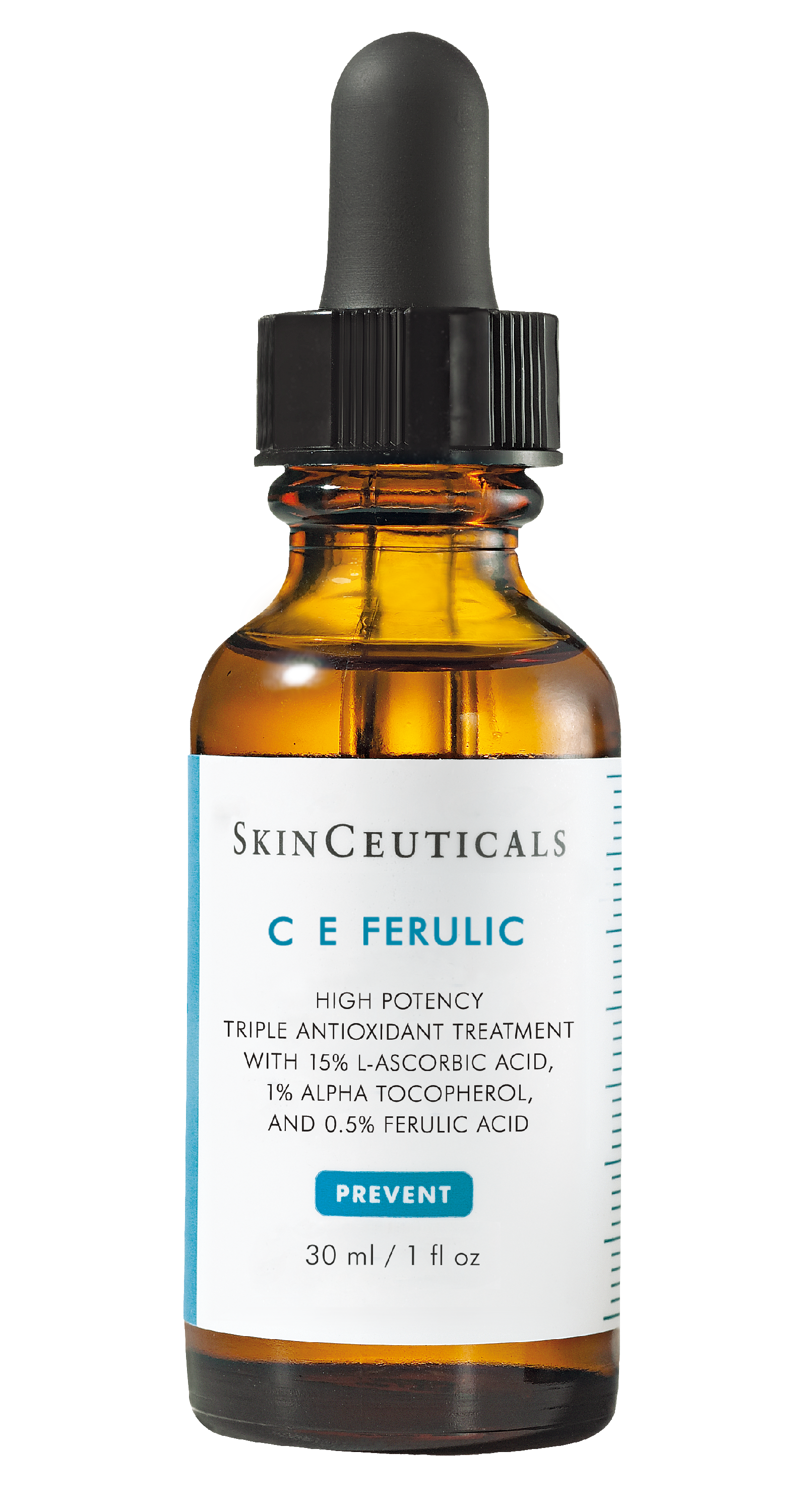 SkinCeuticals C E Ferulic skincare serum bottle with dropper on a white background