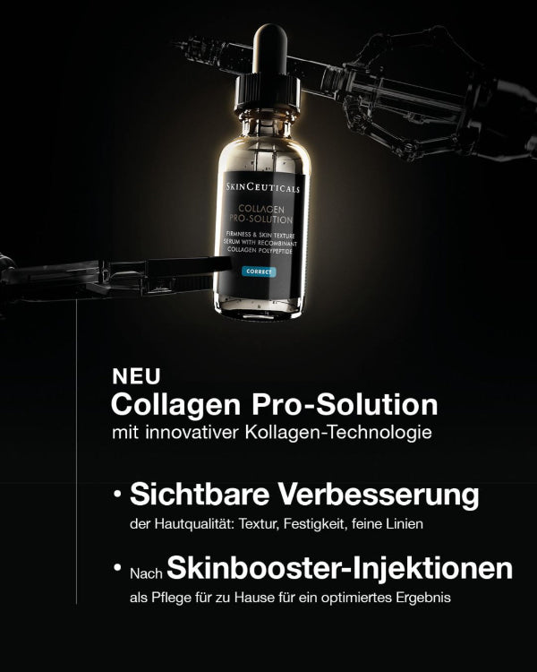 Skinceuticals Collagen Pro-Solution bottle with atributes on a black background