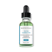A bottle of SkinCeuticals Phyto Corrective gel-serum with a dropper, labeled for soothing fluid for irritated or sensitive skin.